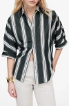 Madewell Stripe Oversize Short Sleeve Button-up Shirt