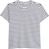 Madewell Stripe Perfect Cotton Crewneck Top In Jet Black