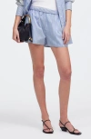 Madewell Pull-on Shorts In Turquoise And White Stripe