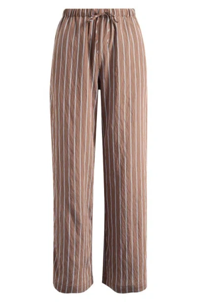 Madewell Stripe Pull-on Pants In Brown