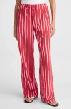 Madewell Striped Travel Fabric Pants Red And White Stripe Packable In Brown