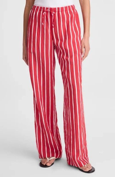 Madewell Striped Travel Fabric Pants Red And White Stripe Packable In Brown