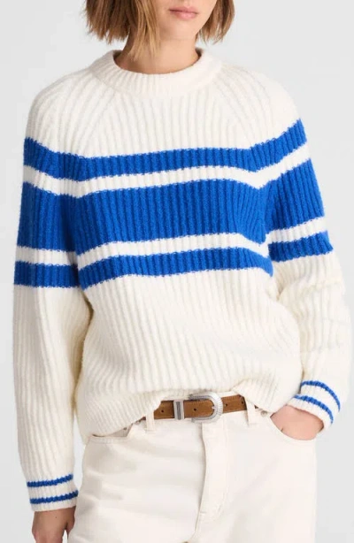 Madewell Stripe Raglan Sleeve Sweater In White