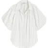 Madewell Shirred Bubble-sleeve Button-up Shirt In White