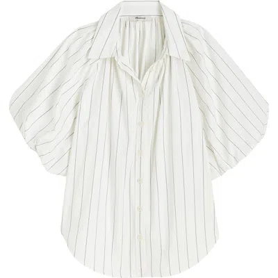 Madewell Shirred Bubble-sleeve Button-up Shirt In White