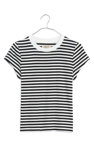 Madewell Stripe Supima® Cotton Blend Rib T-shirt In True Black