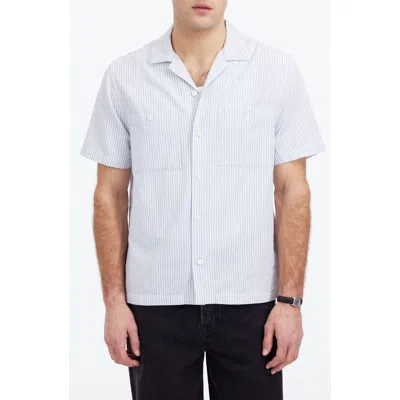 Madewell Stripe Twill Camp Shirt In Hydrangea