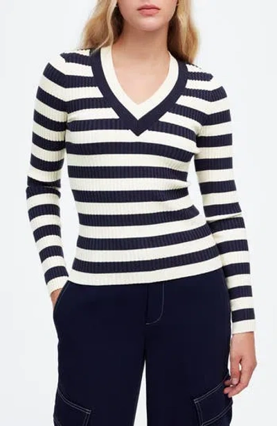 MADEWELL MADEWELL STRIPE V-NECK SWEATER