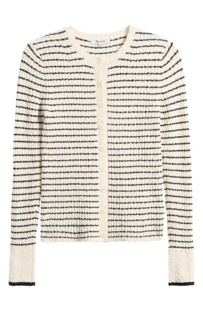 Madewell Striped Boucl&eacute;-knit Cardigan In White