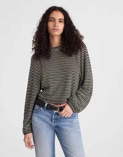 Madewell Striped Curved Long-sleeve Tee In Black