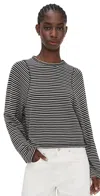 Madewell Striped Curved Long-sleeve Tee Ric Rac Snit Jet Black In Gray