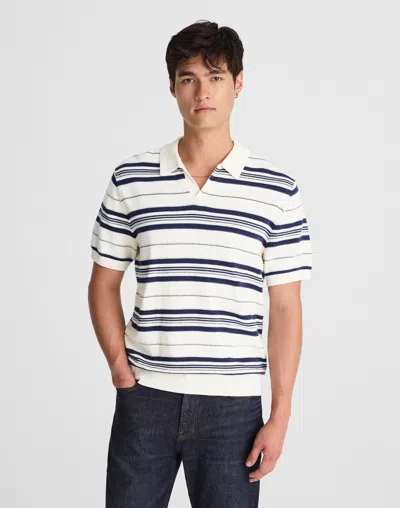 Madewell Striped Johnny-collar Sweater Polo In White
