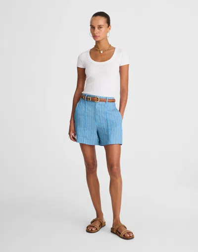 Madewell Striped Pintuck Shorts In Blue