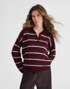 Madewell Striped Polo Sweater In Red