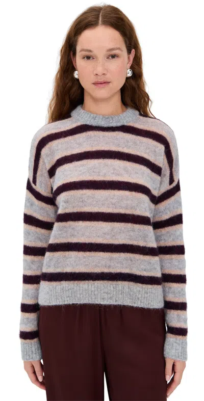 Madewell Striped Pullover Sweater In Alpaca Blend Black Iris Trio In Multi