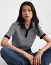 Madewell Striped Shrunken Polo Tee In Blue