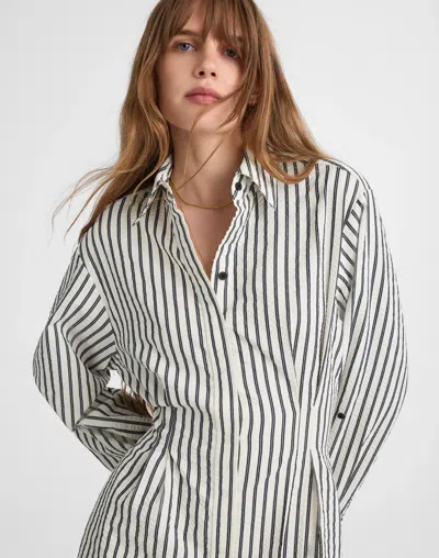 Madewell Striped Tucked Mini Shirtdress