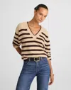 Madewell Striped V-neck Sweater In Brown
