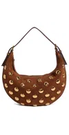 Madewell Mini Stud Essentials Crescent Leather Shoulder Bag In Soft Mahogany