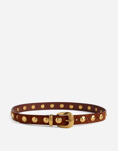 Madewell Studded Suede Western Belt In Soft Mahogany