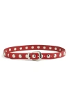 Madewell Studded Western Leather Belt In Bright Ember