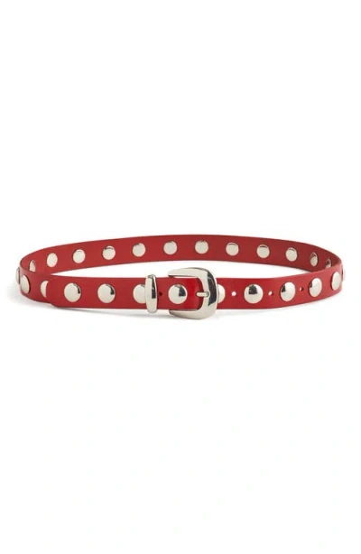 Madewell Studded Western Leather Belt In Bright Ember