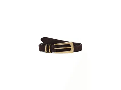 Madewell Suede Elongated Buckle Belt Women's Belts Coffee Bean: Xl In Brown