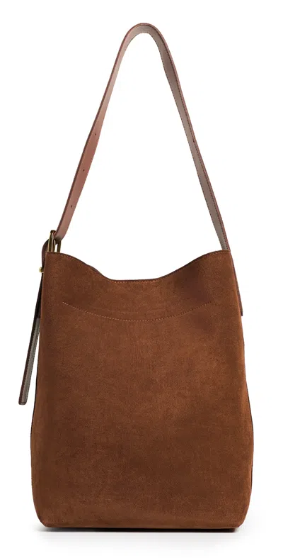 Madewell Suede Essentials Bucket Tote Soft Mahogany In Brown