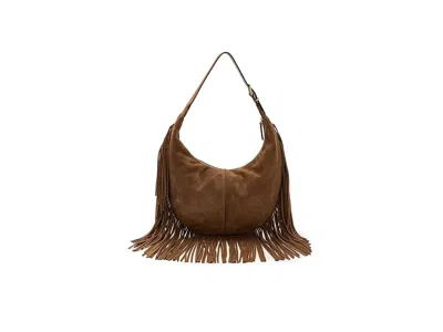 Madewell Suede Essentials Med Curve Shoulder- Fringe Shoulder Handbags Dried Acorn: One Size In Brown
