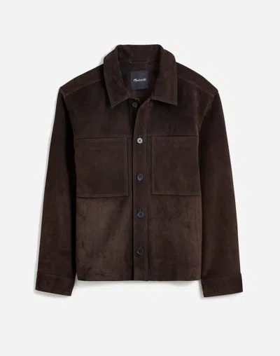 Madewell Suede Leather Boxy Shirt-jacket In Roasted Espresso