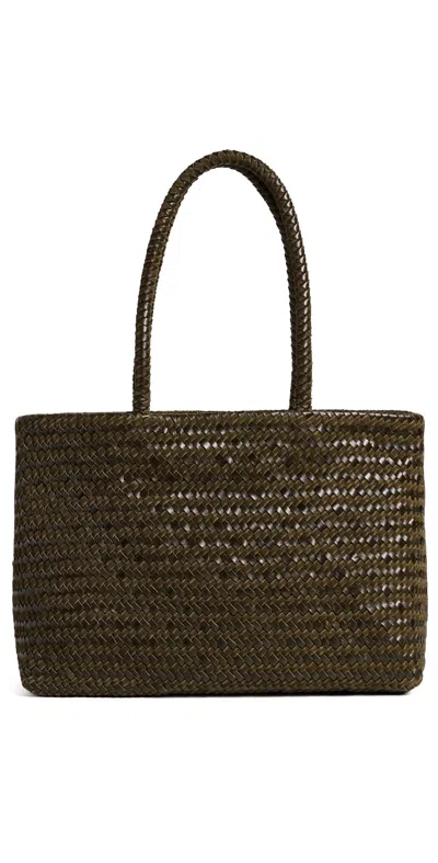 Madewell Suede Leather Handwoven Tote Faded Olive