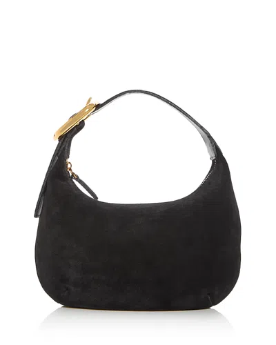 Madewell Suede Micro Buckle Hobo Bag In True Black