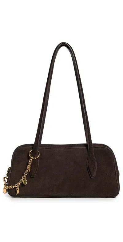 Madewell Suede Mini Charm Shoulder Satchel Dark Carob In Brown