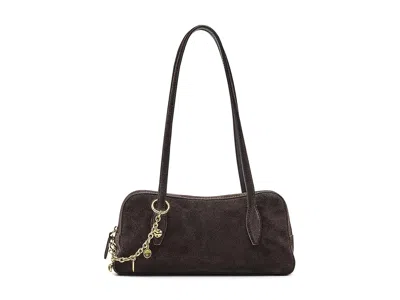 Madewell Suede Mini E/w Satchel Shoulder Charm Shoulder Handbags Dark Carob: One Size In Brown