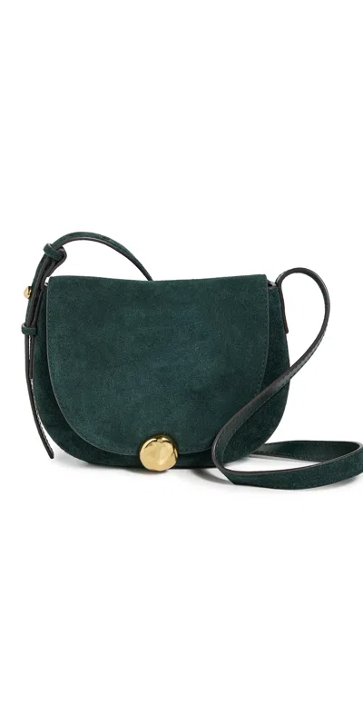 Madewell Suede Small Dakota Saddle Crossbody Bag Midnight Forest In Green