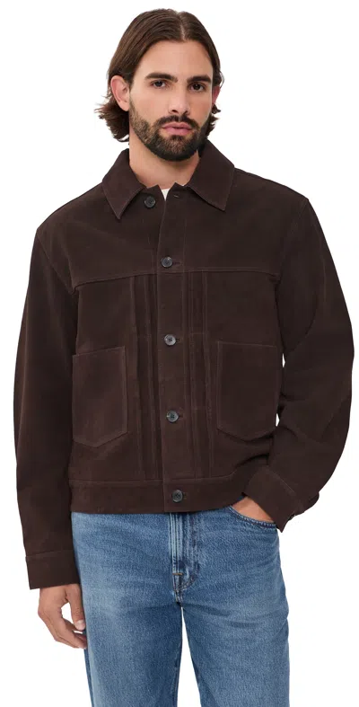 Madewell Suede Trucker Jacket Roasted Espresso In Brown