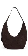 Madewell Suede Woven Essentials Curve Shoulder Bag Dark Carob In Brown