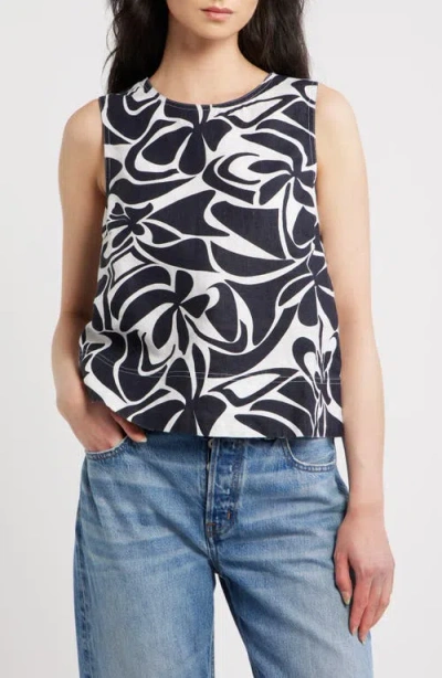 Madewell Suki Abstract Print Linen Top In Blue