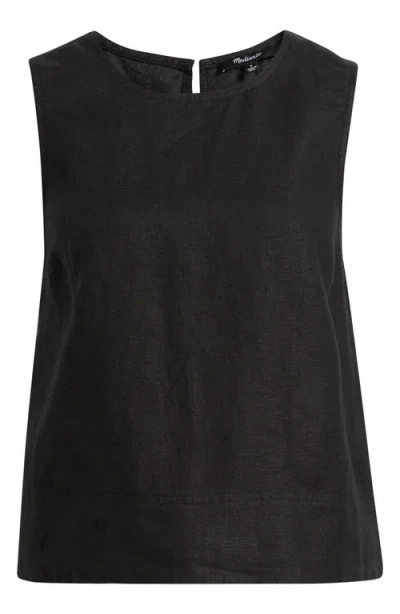 Madewell Suki Sleeveless Linen Top In Black