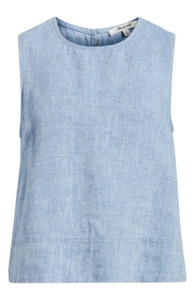 Madewell Suki Sleeveless Linen Top In Blue