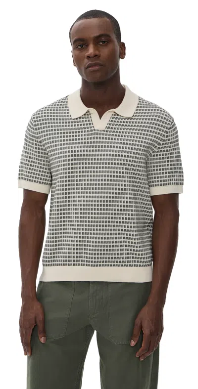 Madewell Sum Stitch Single Button Polo Shirt Vintage Ivory In Multi