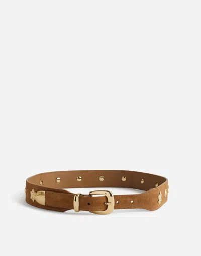 Madewell Sun Medallion Wide Belt In Aged Cognac