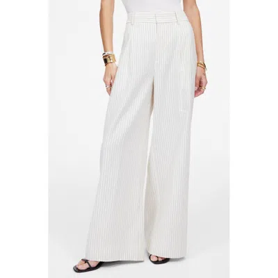 Madewell Superwide Leg Linen & Cotton Blend Pants In Tan And Black Stripe