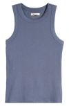 Madewell Supima® Cotton Rib Cutaway Tank In Sunfaded Indigo