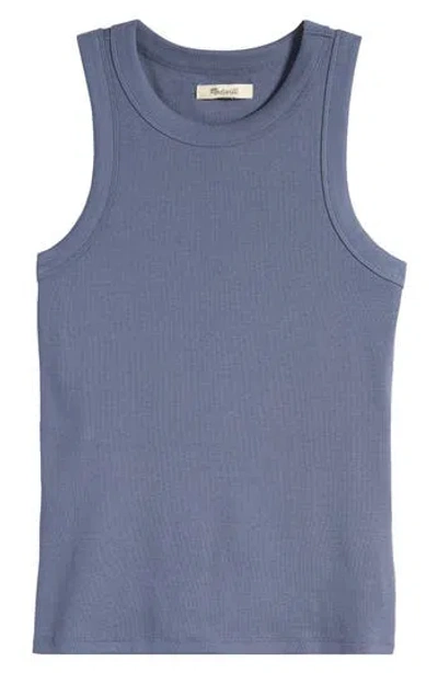 Madewell Supima® Cotton Rib Cutaway Tank In Sunfaded Indigo