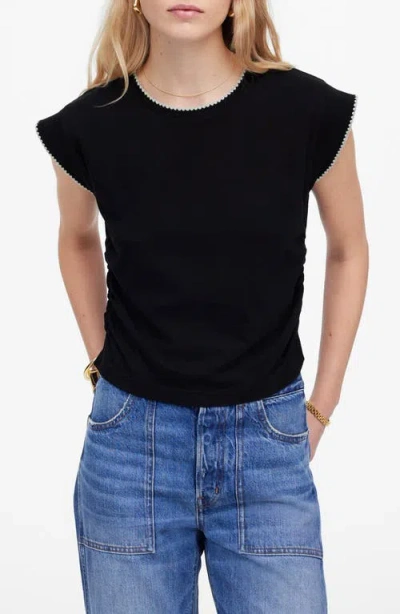 Madewell Sutro Stitched Muscle Tee In Jet Black