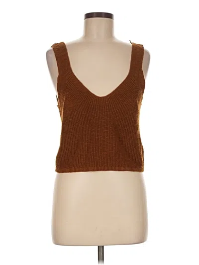 Pre-owned Madewell Tank Top Brown Plunge Neckline Tops
