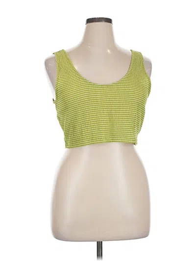 Madewell Tank Top Green Stripes Pattern Square Neckline Tops