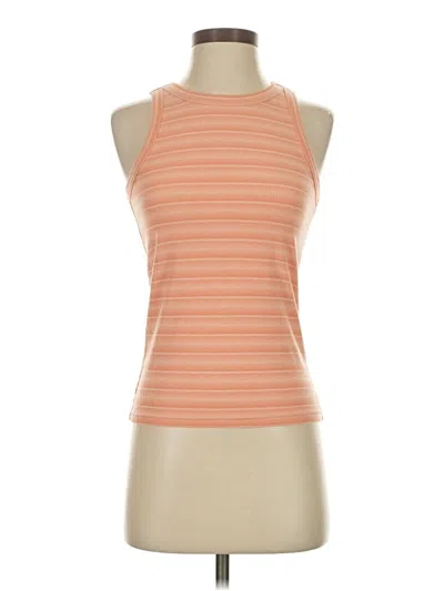 Pre-owned Madewell Tank Top Orange Stripes Pattern Halter Neckline Tops