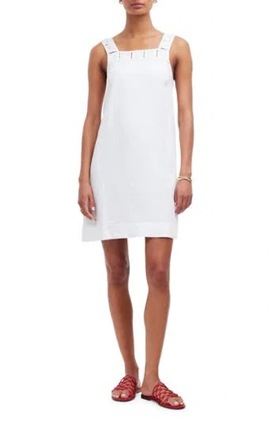 Madewell Taped Cutwork Tank Linen Minidress In Eyelet White